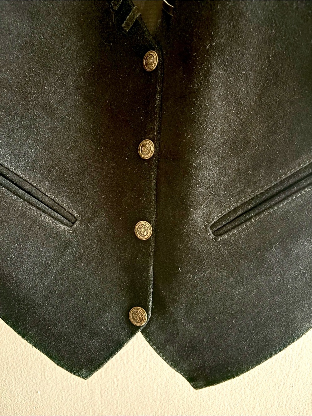 Mona Mode Western Genuine Leather Suede Black Unisex Vest Medium - Picture 3 of 6